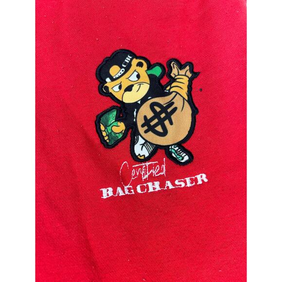 Men's Large Bag Chaser Red Athletic Shorts GUC Thick Soft Fabric - Picture 4 of 4